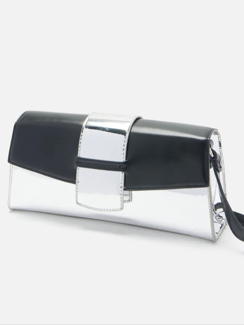 Fashion Nova "Julisa" Bag, New! Black & Silver, Shoulder Strap, Snap Close